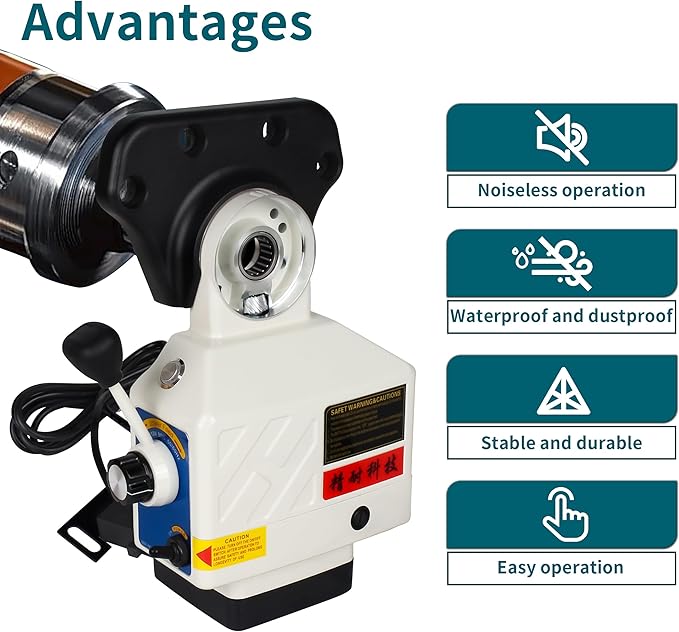 110V X-Axis Power Feed 650IN-Lb Torque for Milling Machine, Power Table Feed 2-200RPM Adjustable Rotate Speed for Bridgeport and Some Knee Type Milling Machine