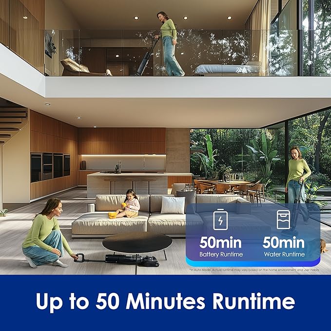 Tineco Floor ONE S7 Stretch Ultra Cordless Wet Dry Vacuum Cleaner, 180째Lay-Flat Anti-Tangle Design, 50 Minutes Runtime, 185??Flashdry Self-Cleaning, Dual-Sided Edge Cleaning Floor Cleaner