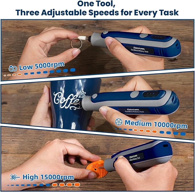 Rotary Tool, Cordless Rotary Tool Kit 4V, Mini Cordless Rotary Tool, Variable Speed, for Carving, Engraving, Sanding, Polishing, Cutting, DIY Crafts and Pet Nails, Navy Blue