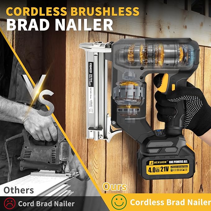 Nail Gun, Brad Nailer Cordless with 2 x 4.0Ah Battery, 2-in-1 18 Gauge Electric Pistola De Clavos De Bateria with 1200pcs Nails,Power Nailers & Staplers for Woodworking, Home Improvement DIY