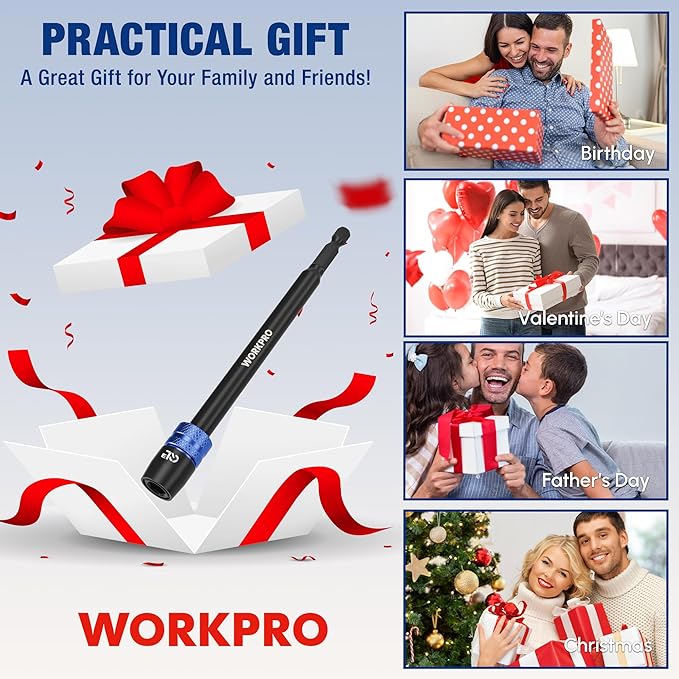 WORKPRO Drill Bit Extension, 6" Drill Screwdriver Bit Holder for Impact Driver Bits, 1/4 Inch Hex Shank Quick Release Extension Adapter, Ideal for Nuts, Drills and Socket Driver Adapters