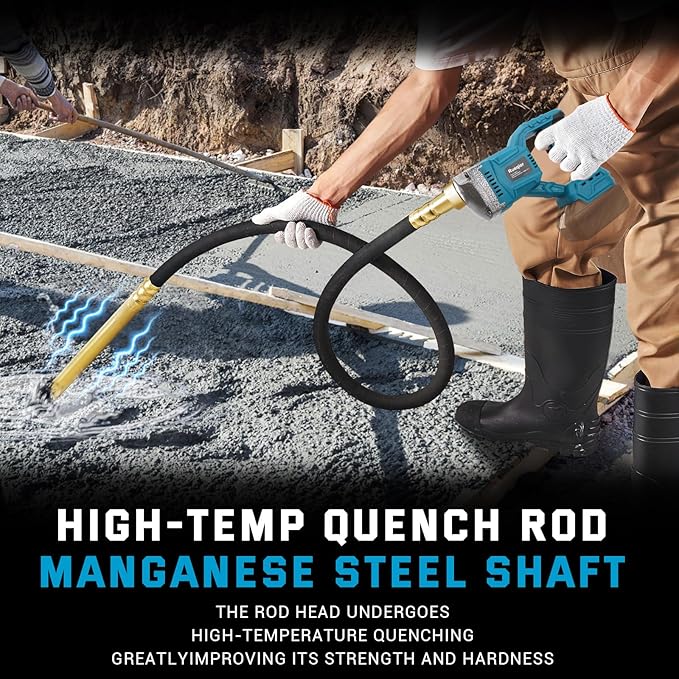 Handheld Concrete Vibrating Tool Compatible with Makita 18V Battery, 600W Cordless Concrete vibrator with 3.8FT Shaft Rod 5,500VPM Portable Pencil Cement Vibrarator Remove Air Bubble(No Battery)