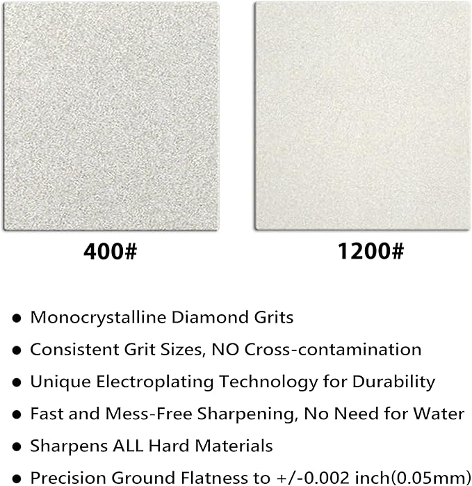Double-sided Diamond Sharpening Stone Set ??Coarse 400 & Fine 1200 Grit ??Durable & Rust-Proof with Sharpening Stone Holder and Angle Guide(8 x 3 Inch)