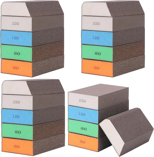 20 Pack Sanding Block Set, Premium Sanding Sponge for Wood Furniture, Metal and Wall Repair, Drywall Sanding Sponge Kit in 60/80/100/120/180/220 Grit Sand Paper Brick