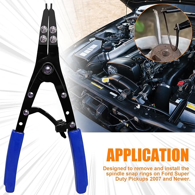 38700 Snap Ring Pliers Internal External 10" Large Heavy Duty Ratchet Locking Design Anti-slip Circlip Pliers Blue Automotive Removal Tool Kit Compatible with Ford Super Duty Pickups 2007 and Newer