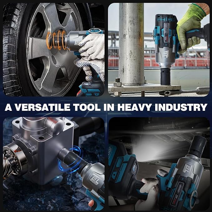 Cordless Impact Wrench Kit, 20V MAX 3/4 Impact Gun, 1474Ft-lbs(2000N.m) Brushless Impact Wrenches, Power Wrench with 6-Mode Speed, 2x4.0Ah Batteries Cordless Impact Driver for Car/Mower
