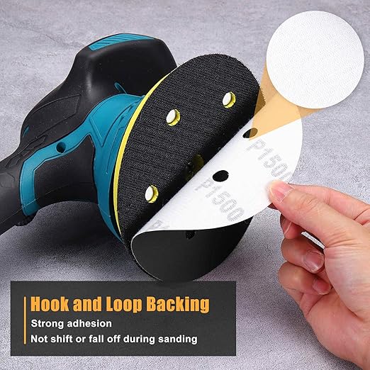 110 Pcs 5 Inch Sanding Disc 1000 Grit 8 Hole Round Hook and Loop Sandpapers for Metal Wood Automotive Boat Building Grinding and Polishing, Black