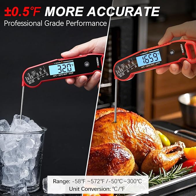Atogou Professional Food & Meat Thermometer, 1 Sec Instant Read & 짹0.5??Accuracy, Thermocouple Sensor, IP67 Waterproof Digital Thermometer for Cooking, BBQ, Grill Gifts for Men Him Dad Birthday