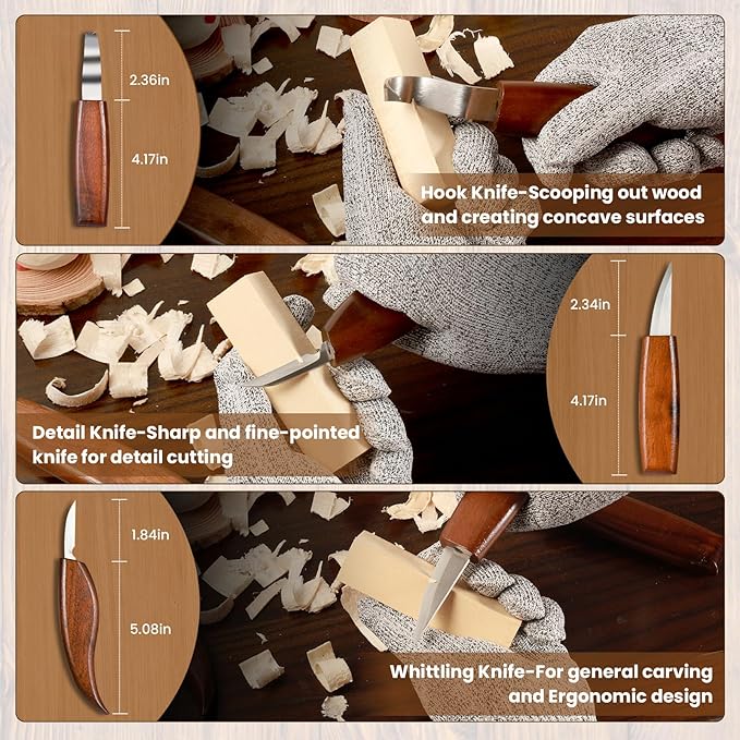 38 in-1 Wood Carving Kit, Wood Carving Tools with 13PCS Whittling Knife & Paint Set & Carpenter's Pencil & Basswood Blocks Etc, Wood Carving Kit for Beginners