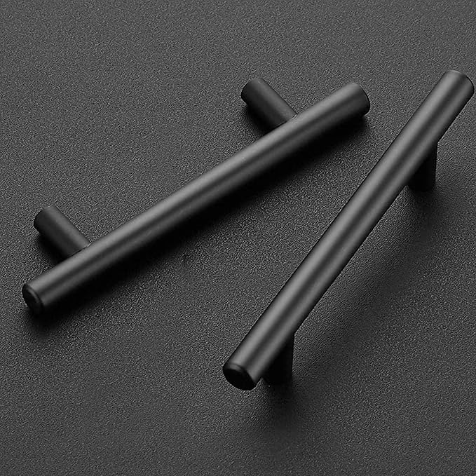 JOY DECOR 20 Pack 6-3/8 Inch Cabinet Pulls Kitchen Cabinet Handles with 4 Inch Hole Center Matte Black Cabinet Hardware Stainless Steel Kitchen Drawer Pulls for Cabinets Cupboard, 102mm Hole Centers