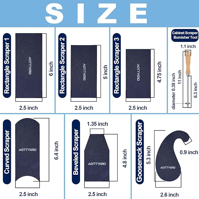 New Cabinet Scraper Cards and Cabinet Scraper Burnisher with 6 shapes,multi-functional engraving,deburring,polishing,contour sanding.for precision machining and confined spaces