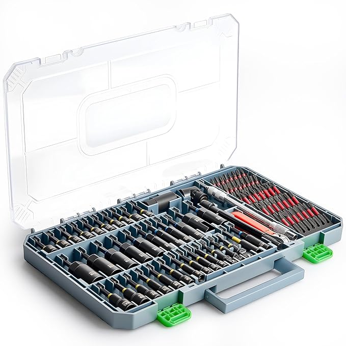 Magnetic Impact Nut Driver Set, Metric & SAE Driver Bit Set with Socket Adapters, Bit Holder, Wing Nut Driver, Universal Sockets, Quick Release Extension, Power Bits