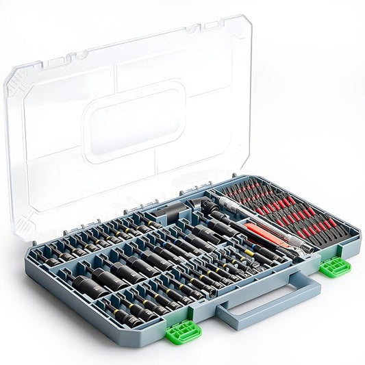 Magnetic Impact Nut Driver Set, Metric & SAE Driver Bit Set with Socket Adapters, Bit Holder, Wing Nut Driver, Universal Sockets, Quick Release Extension, Power Bits