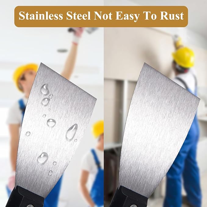 7 PCS Drywall Tools,Putty Knife,Paint Scraper Tool with Storage Bag,Stainless Steel Putty Knife Set,Drywall Scraper Spackle Taping Knife for Spreading Mud, Taping,Repairing wall (6 PCS -2.5")