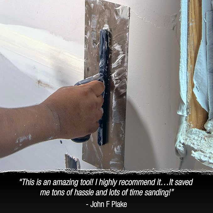 LEVEL5 14" x 4.75" Flex Drywall Curved Trowel, 0.5MM Blade | Triple-Hardened Stainless Steel, High-Impact Handle | Sheetrock Gyprock Wall-Board Plasterboard | 4-989