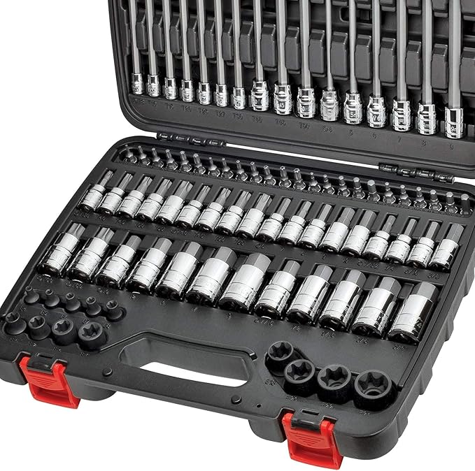 CARBYNE 84-Piece Master Hex & Torx Bit Socket Set & External-Torx Socket Set | S2 Steel Bits, CrV Steel Sockets, Corrosion Resistance, Durable Case | 1/4", 3/8" & 1/2" Dr.