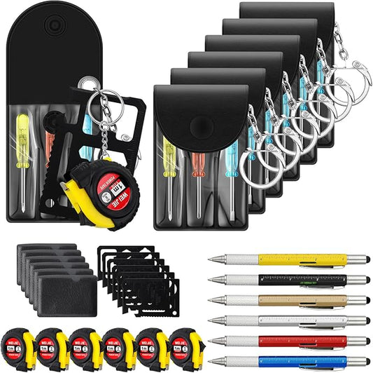 24 Pcs Mini Tape Screwdriver Keychain Set Valentine's Day Men Gifts Bulk Employee Appreciation Gift Bulk Multitool Pen Card for Adult Tool Party (Multicolor)