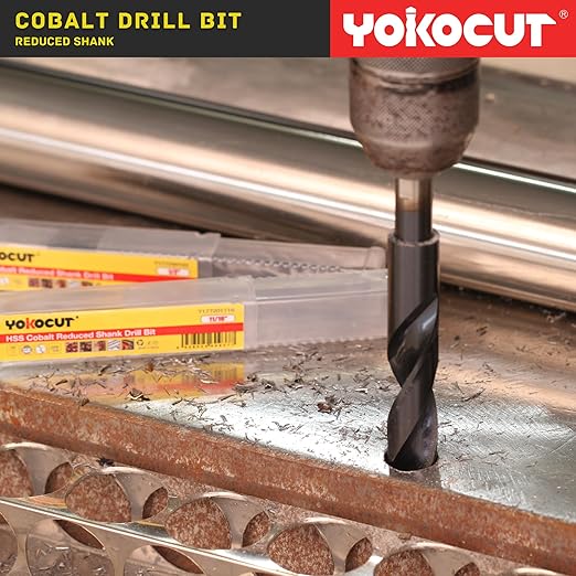 17/32 Inch Cobalt Drill Bit | Reduced Shank High Speed Steel | 17/32 Drill Bit for Stainless Steel and Hardened Metal | HSS M35 Titanium Aluminum Nitride Coating with 1/2" Shank