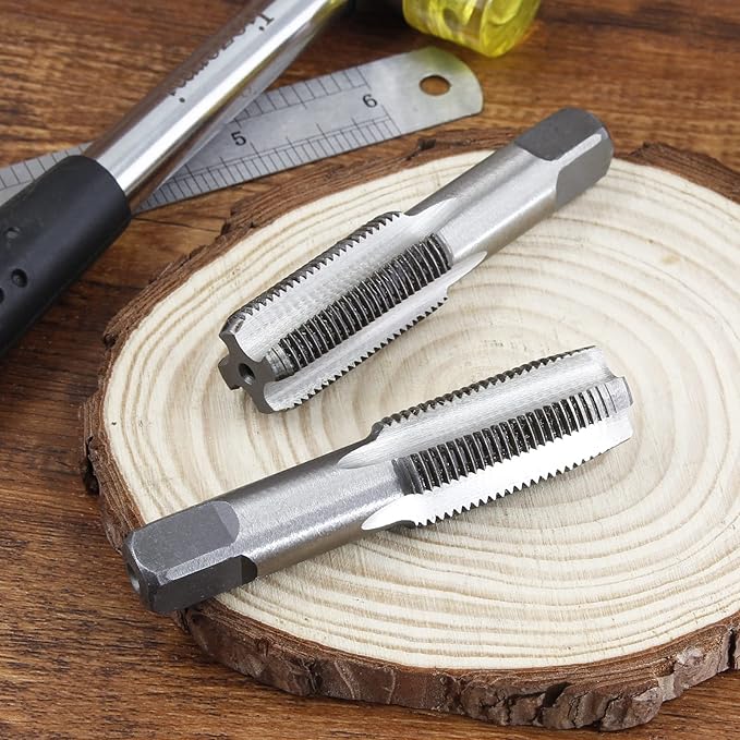 Qjaiune 2pcs M20x1.5 Tap, M20 Metric Thread Tap Right Hand Thread Tapping Tool, HSS Thread Milling Taps (M20 x 1.5, Taper & Plug Tap)