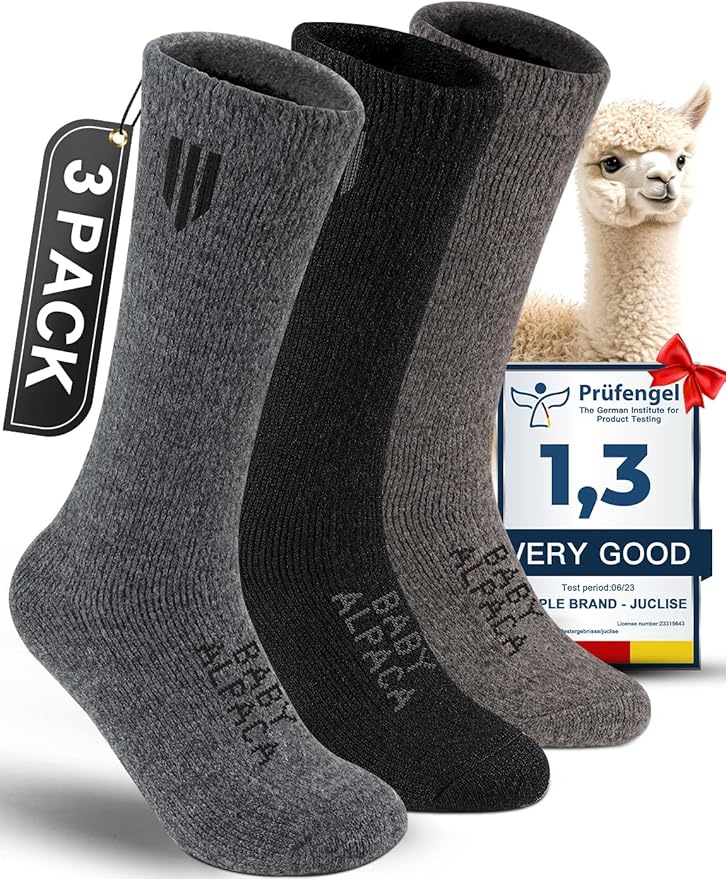 Alpaca Wool Boot Socks Men and Women, Heavyweight Thick Thermal Socks Cold Weather Hunting Hiking, Moisture Wicking