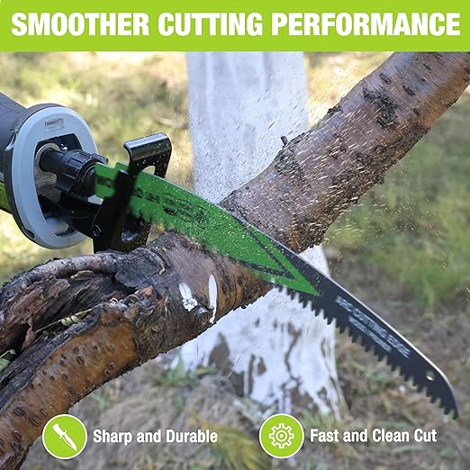 WORKPRO 12" Japanese Teeth Wood Pruning Reciprocating Saw Blades Set, Arc Cutting Edge 6TPI Pruning Saw Blades for Tree Pruning, Wood Cutting, Durable & Sharp, 5 Pack
