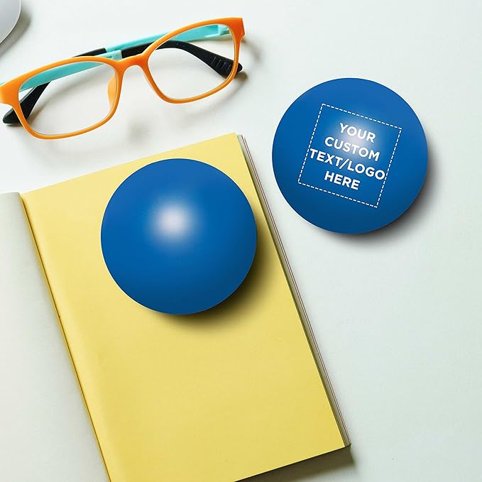 Custom Stress Balls for Adults Set of 100, Personalized Bulk Pack - Relief, Perfect for Your Desk, Office or Home - Blue
