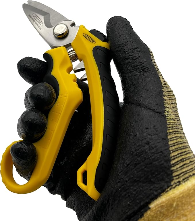 Miller Multi-Purpose KS-3 Angle-Head Fiber Optic Kevlar Scissors, Crimper, and Cable Cutter For Electricians, Technicians, and Linemen