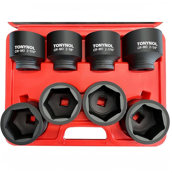 3/4 Inch Drive Impact Jumbo Socket Set,6-Point,SAE(2-1/16" to 2-1/2"),8 Pcs,Cr-MO Steel,With a Storage Case