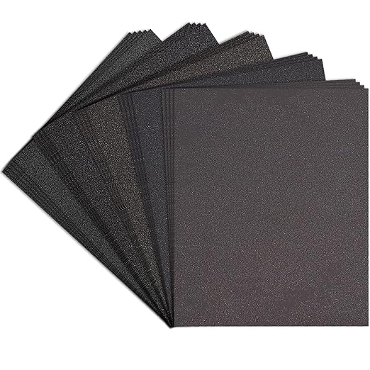 Premium Sandpaper Assortment 9" x 11" - 25 Pcs (80, 120, 180, 220, 320, 400 Grits) Silicon Carbide Wet Dry Sand Paper Sheets - Sanding Automotive, Woodworking Furniture, Metal Finishing