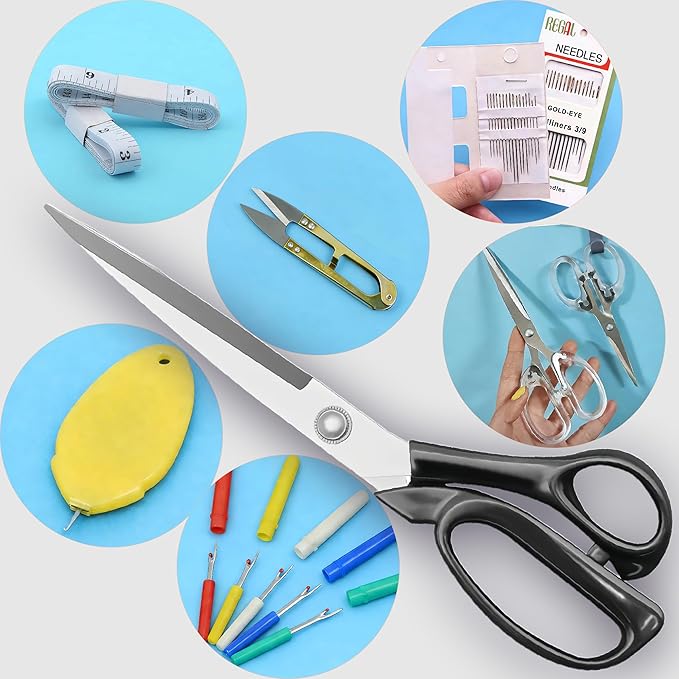 Professional Tailor's Scissors, Heavy Duty Stainless Steel Fabric Cutting Shears, Composite Alloy Blade (Plastic Handle, 10 inches)