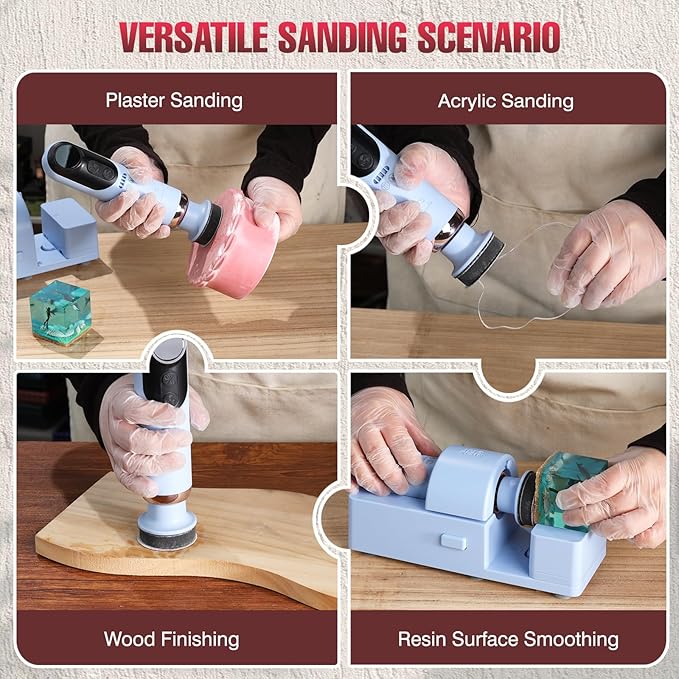 LET'S RESIN LRP-2393 4-in-1 Resin Sander Accessory Kit - 203pcs 2 Inch Hook & Loop Sandpapers, Sanding Disc & 2*Buffing Pads (60/80/100/180/320/600/1000/1500/2000/5000) for Resin Crafts