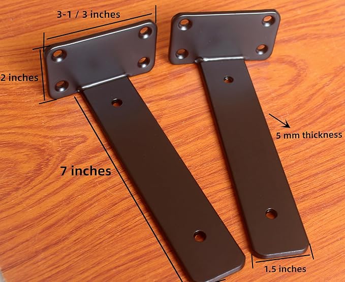 12 Pack - 7 inch Black Hidden L Shelf Bracket (1/5 Inch Thicked) Iron Floating Shelf Brackets Rustic Industrial Metal Brackets for Shelf Support