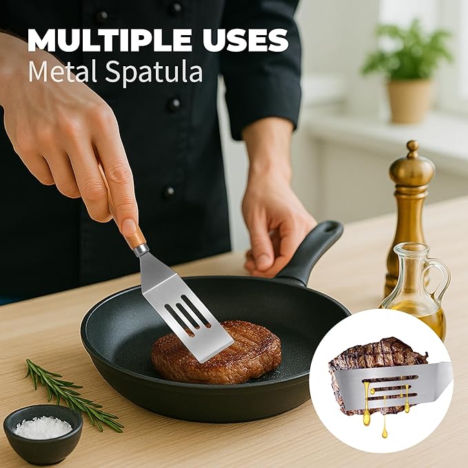 2Pcs Stainless Steel Spatula Set,Mini Serving Spatula for Kitchen Use,Metal Spatula for Cooking with Heat Resistant Handle,Metal Spatulas for kitchen use for Pancakes?갟asagna?갃rownies?갅ake and Cookie