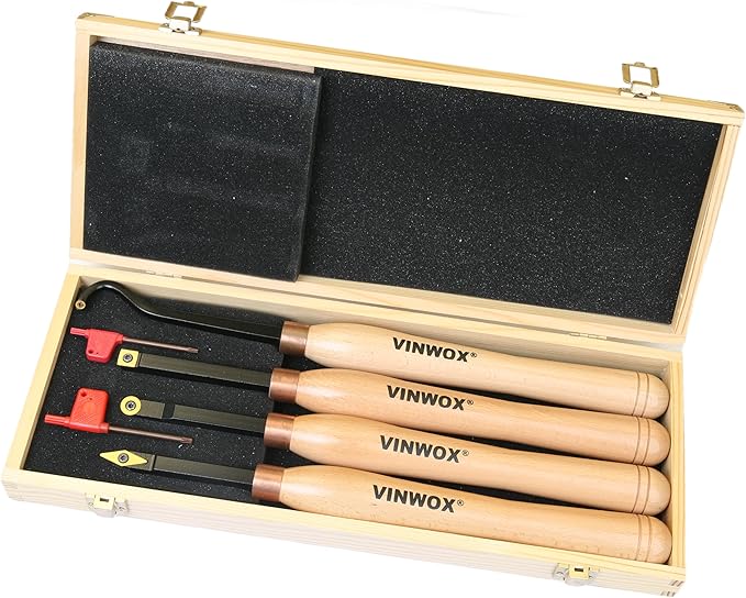 TITANIUM Coated Replacement Wood Turning Carbide Tip Set for VINWOX 3 PCS & 4 PCS Carbide Turning Tool Set, 2 of each Finisher (big and small size), Detailer, 4 of 2" Straight/Radius Combo, Pack of 10