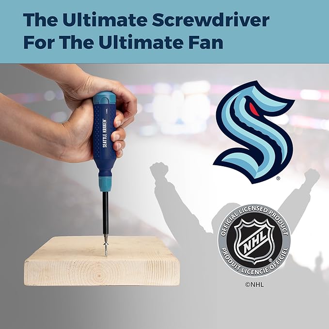 MEGAPRO짰 NHL짰 Team Edition Multi-bit Screwdriver | Officially Licensed NHL짰 Gear | Durable, Ergonomic, Pro-Grade Screwdriver (Seattle Kraken짰)
