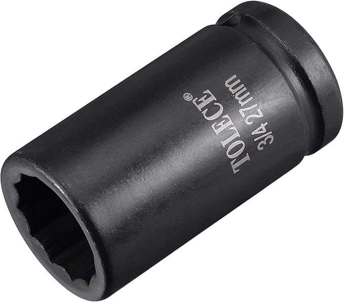 uxcell 3/4-Inch Drive 27mm 12-Point Deep Impact Socket, CR-MO Steel 78mm Length, Metric Sizes
