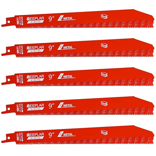 50 Pack 9 inch 14/18 TPI Bi-Metal Auto Dismantling Reciprocating Saw Blades for 1/16-5/16 Medium Metals, 9??18-TPI Saw Blade for Metal Cutting