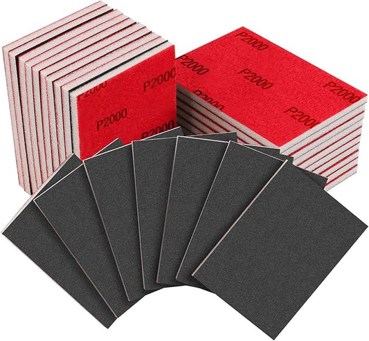 20PCS 3 x 4 Inch 2000 Grit Sanding Sponge, Ultra Fine Sanding Sponges Pads, Soft Foam Hand Sanding Block Dry Wet Sandpaper Blocks for Model Drywall Metal Wood Furniture Polishing