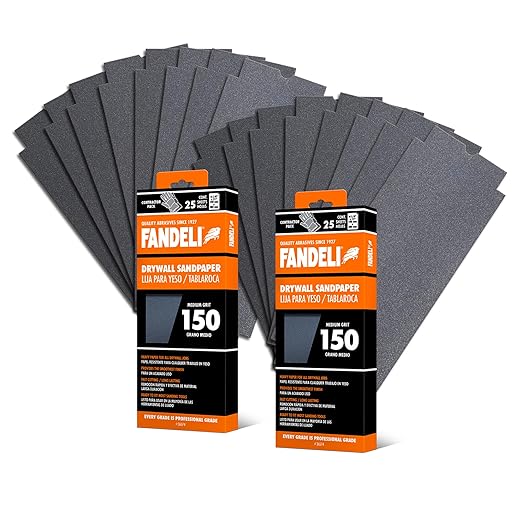 Fandeli | Multi-Purpose Sanding Paper | Grit 150 | 50 Sheets of 4-1/4'' x 11'' | Perfect for Sanding Drywall | Hand Sanding | Orbital Sanders | Sandpaper Sheets | Sandpaper Grit.
