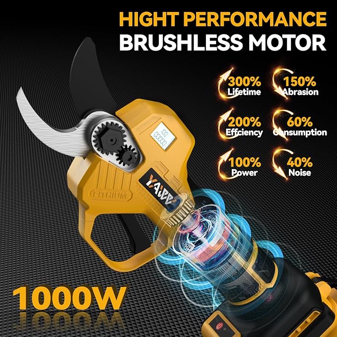 Brushless Electric Pruning Shears for DeWalt 20V Battery, Portable Cordless Pruning Shears with LCD Display竊냆K5 Blades, Adjustable Cutting Diameter 0.8-1.2 Inch for Gardening Tree Pruning(NO Battery)