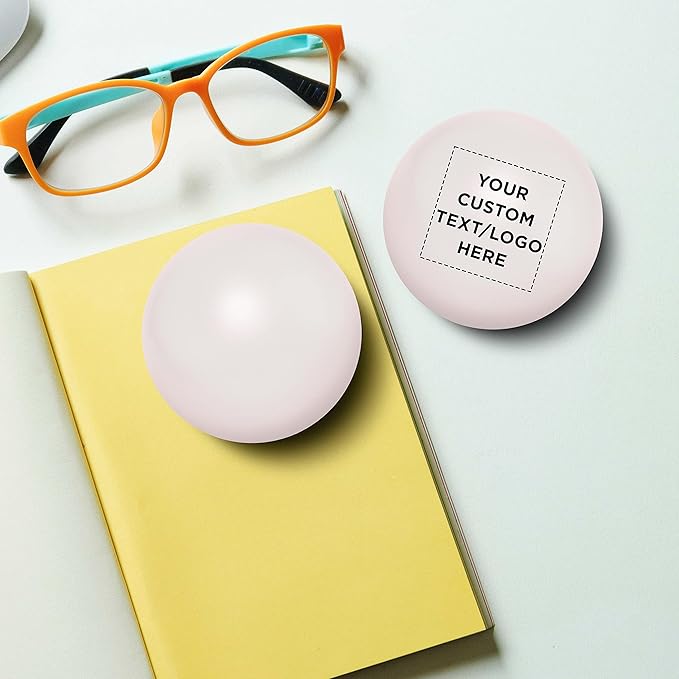 Custom Stress Balls for Adults, 100 Pack, Personalized Text, Logo, Hand Exercise, Perfect for Your Desk, Office, or Home, White