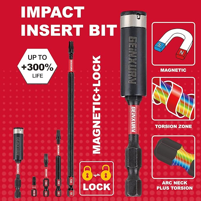 T25 mpact Tough Magnetic #25 Torx Head Power Bits, 15Pieces S2 Alloy Steel T25 Screwdriver Bits Set with Impact Magnetic Bit Holder