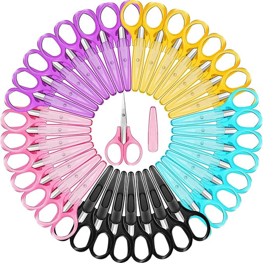 72 Pcs Embroidery Scissors Set Small Craft Scissors for School Kids Lightweight Detail Stainless Steel Scissor with Protective Cover Straight Tip for DIY Sewing Student Office Teacher Art Supplies