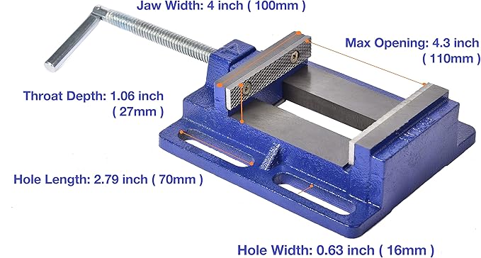 Rolin Vise Drill Press Vise 4 Inch Light Duty Workbench Tools