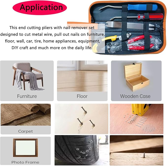 5pcs Upholstery Staple Remover Tool with Nail Puller Pliers Tack Puller Staple Puller, Nail Remover Tool for Furniture Floor Carpet Wall Wooden Case Photo Frame竊똝ipper Package.