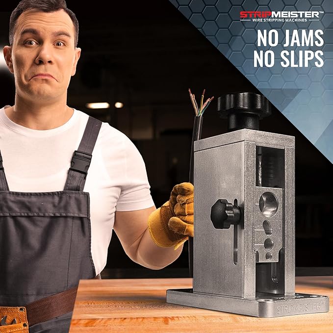 StripMeister Original Drill-Powered Wire Stripper ??Wire Sizes Up To 횠3/4", Jam-Free, Copper Wire, Built for Safety, Speed, and Efficiency - Portable Wire Stripping Machine