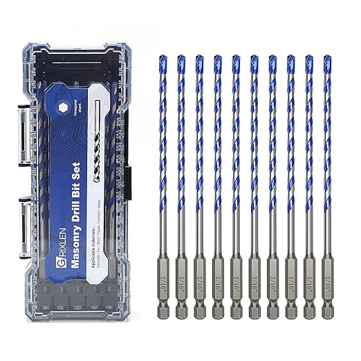 10 Pack 3/16 inch Concrete Drill Bit Set,Masonry Drill Bit Set with Hex Shank,Carbide Tip Drill Bits for Concrete, Cement, Tile,Brick and Plastic (3/16"竊?0 Pcs竊?