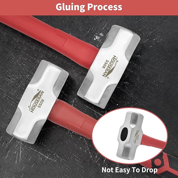 Sledge Hammer 3 Lb, Octagonal Head, Non-slip Rubber Grip, Heavy Duty Hammer For Construction, Gardening, Home Improvement