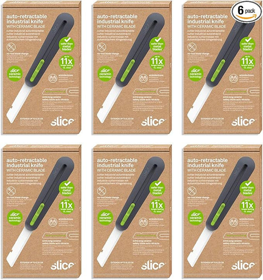 Slice 10560-CS 3" Extra Long Insulation Foam Tool, Designed for Foam Cutting, Finger Friendly, Ceramic Blade, Automatically Retracts, 6 Pack (10560-6)