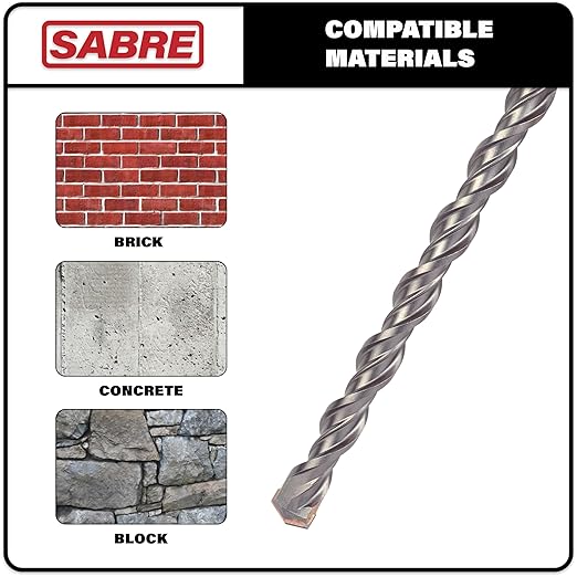 1 Inch x 12 Inch SDS Plus Rotary Hammer Drill Bit, Carbide Tipped for Brick, Stone, and Concrete Version 2 (1" x 10" x 12")